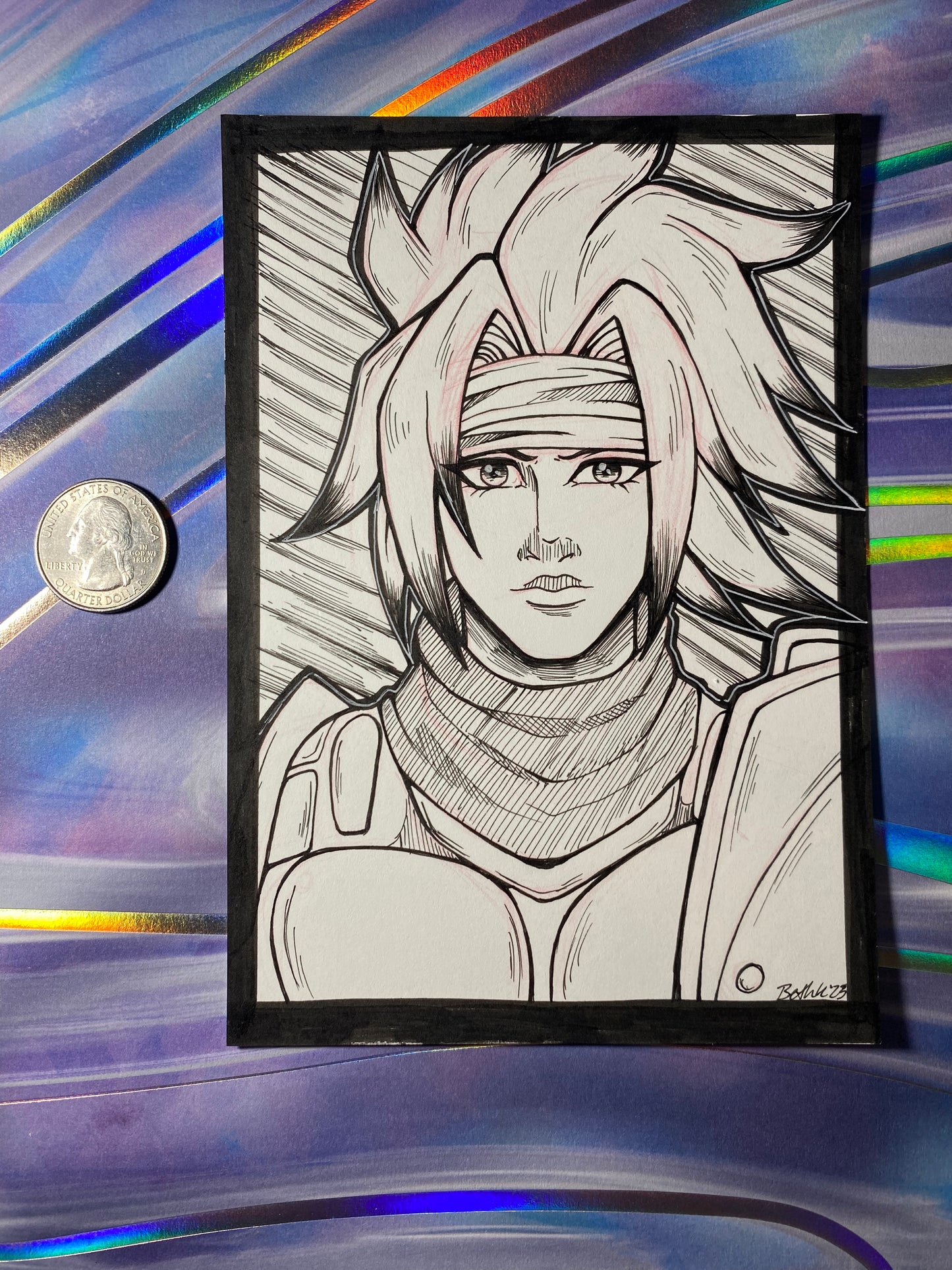 Dart, The Legend of Dragoon - 4.25x6.25” Original Traditional Fan Art Ink Drawing