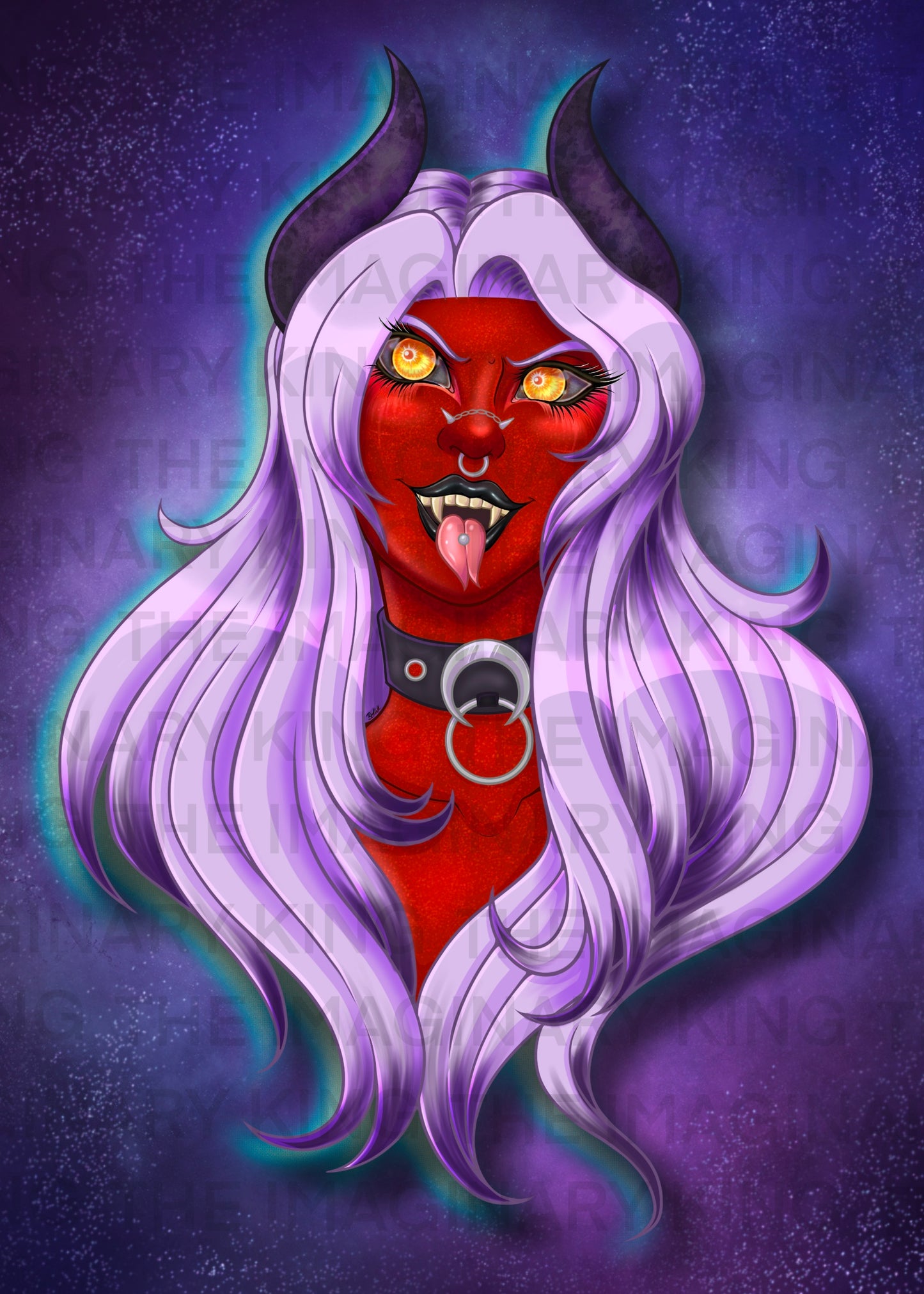 Red Demon Lady Original 5"x7" Print