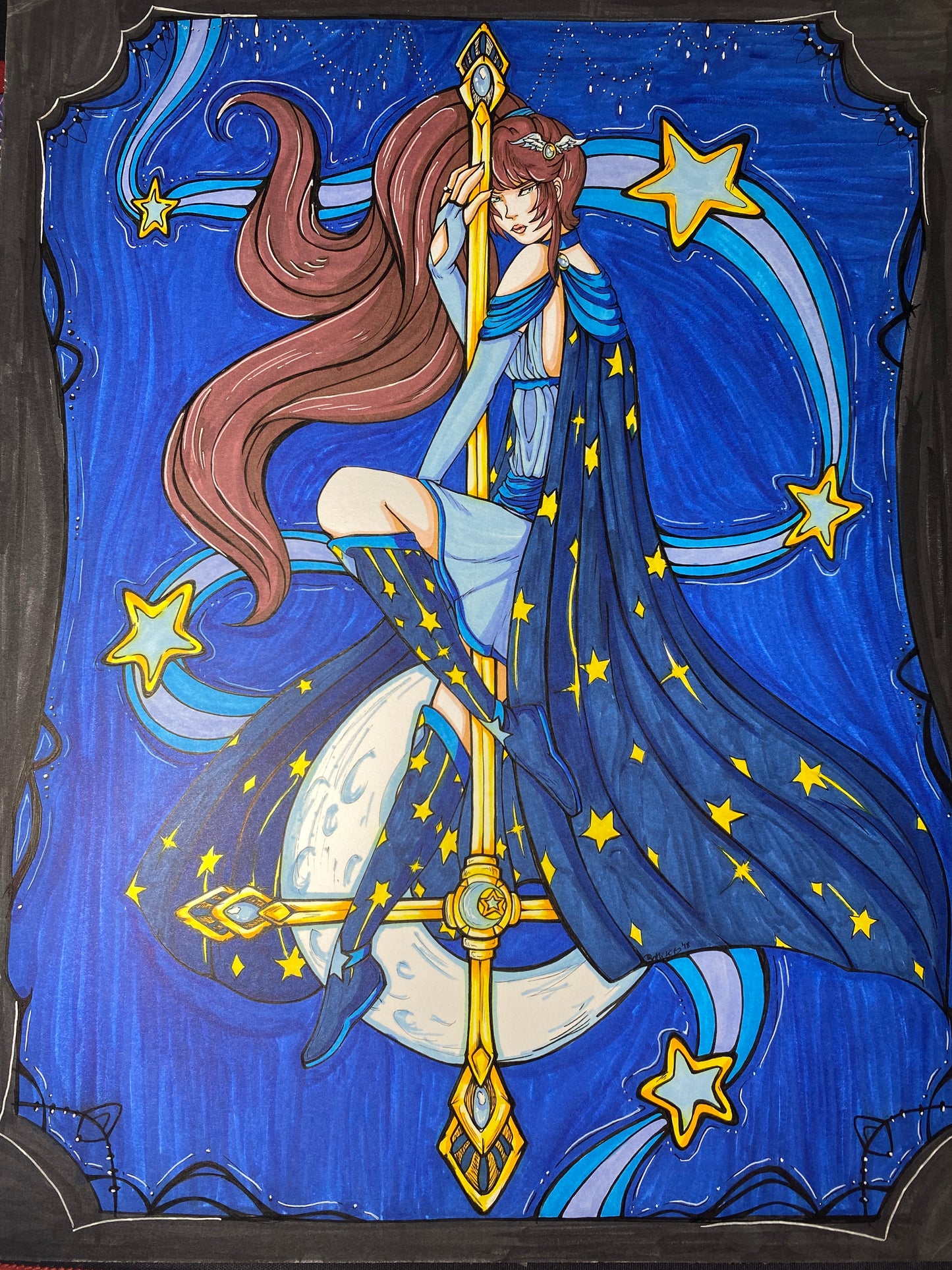 Star Crossed Priestess 11”x14”Traditional Original Artwork