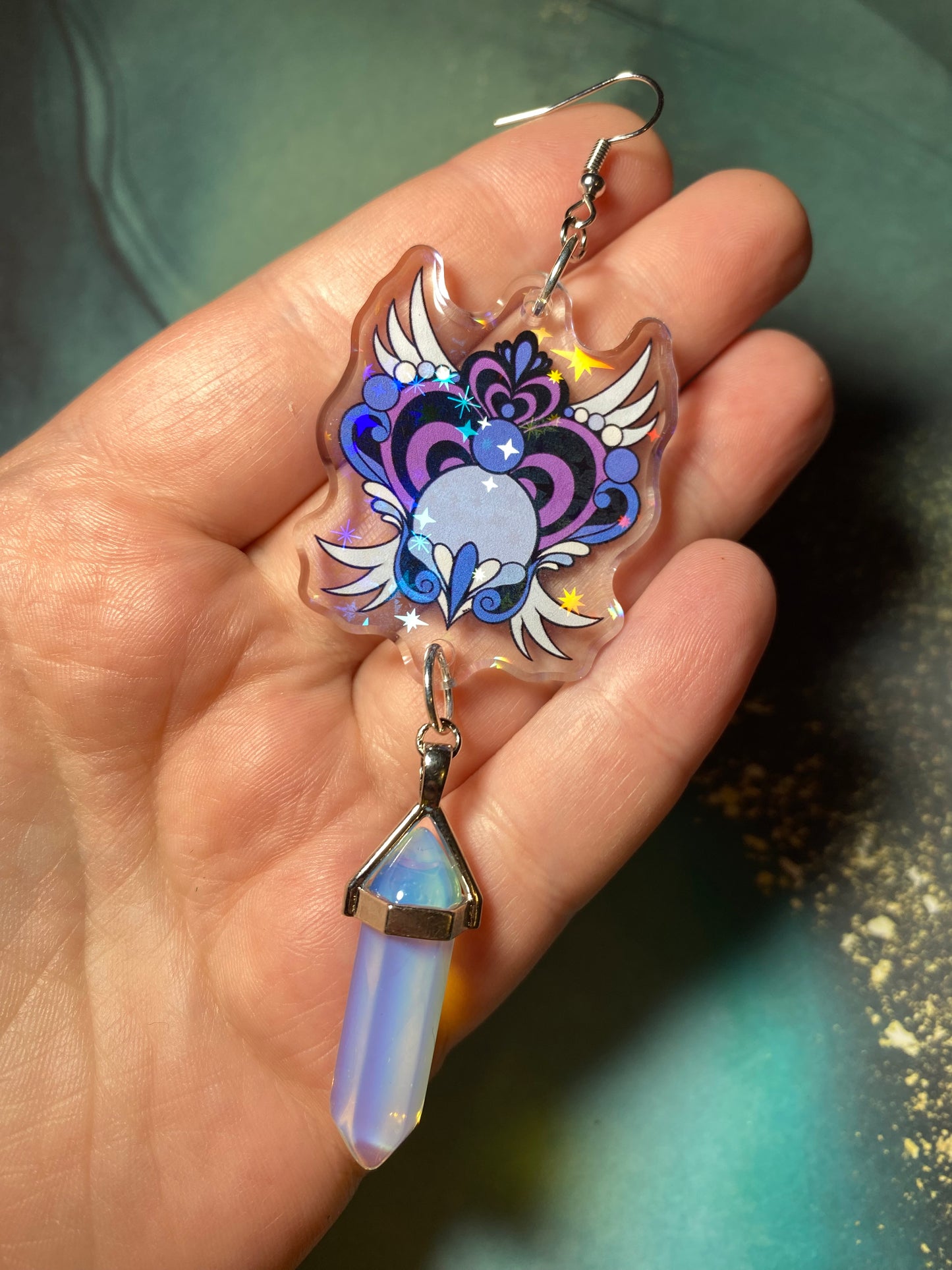 Winged Magical Heart Original Earrings Variety - 2”+