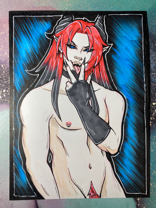 Lucian NSFW - 5”x7” Original Character Traditional Artwork