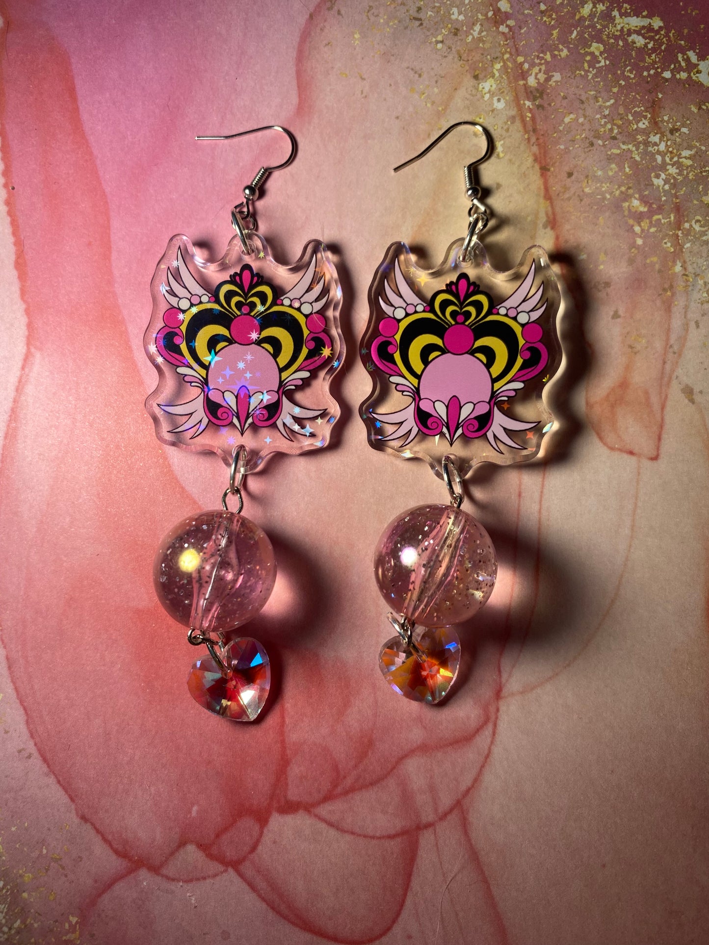 Winged Magical Heart Original Earrings Variety - 2”+