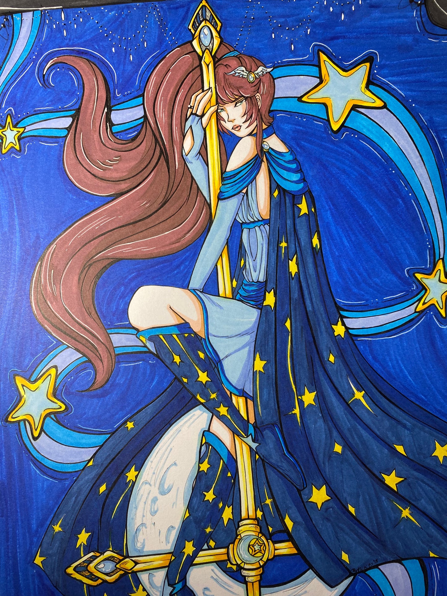 Star Crossed Priestess 11”x14”Traditional Original Artwork