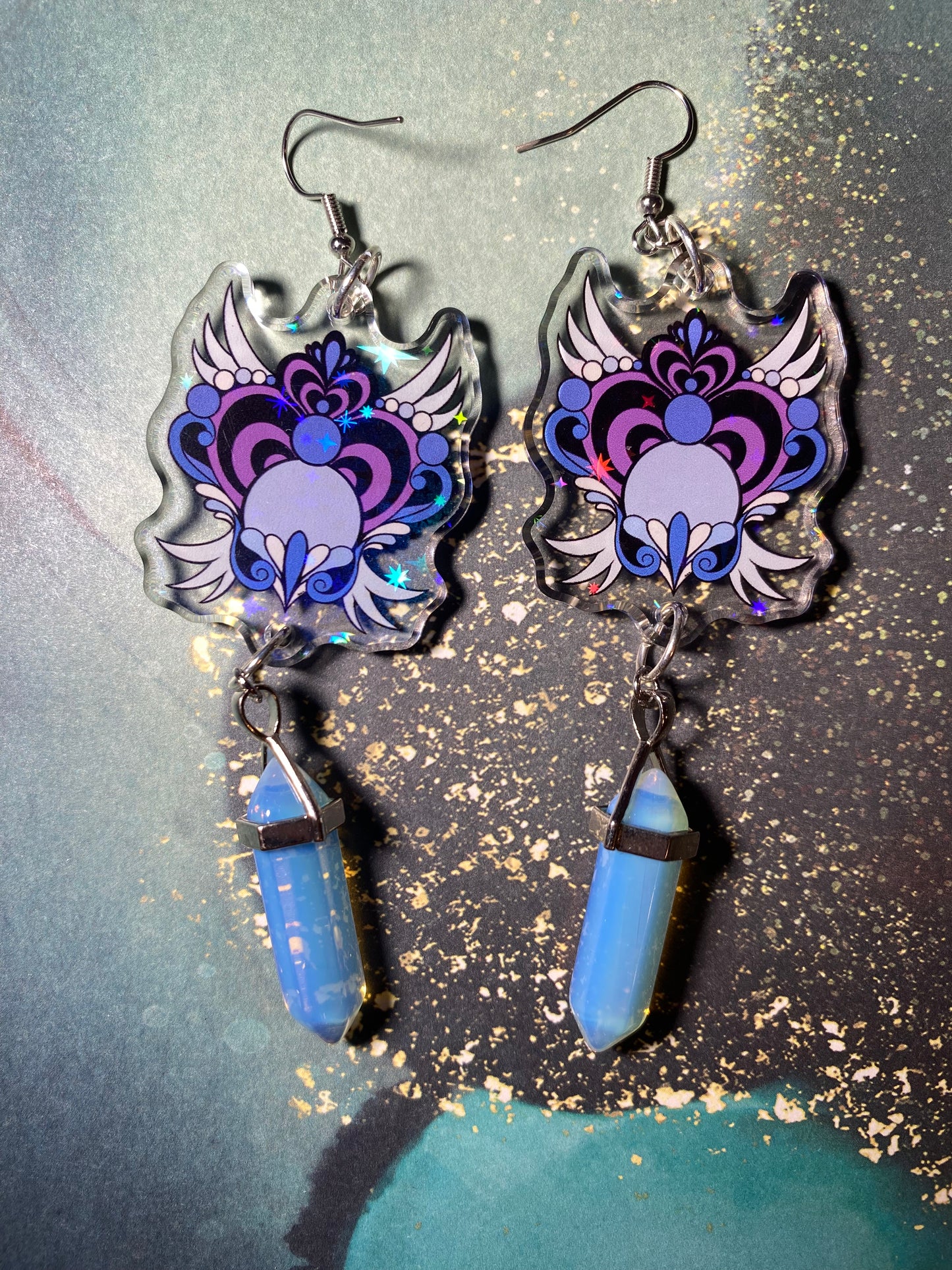 Winged Magical Heart Original Earrings Variety - 2”+