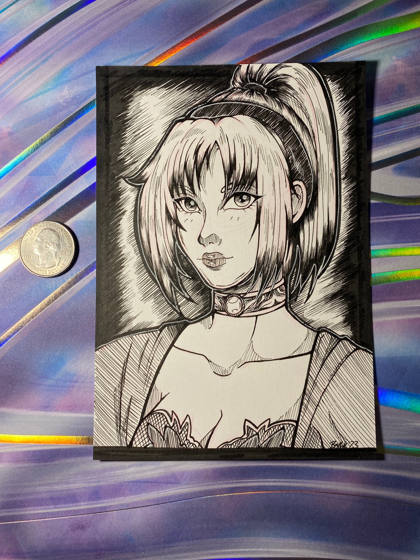 Koudelka Iasante, Koudelka - 4.25”x6.25” Original Traditional Fan Art Ink Drawing