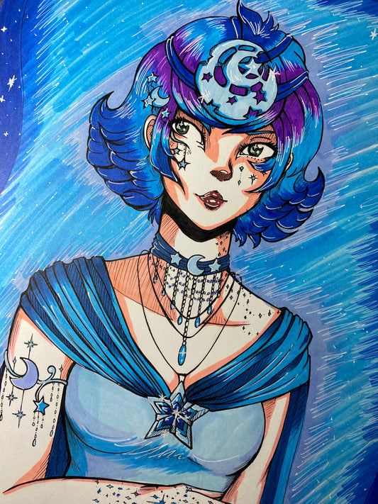 Moon Princess 9”x12” Traditional Original Artwork