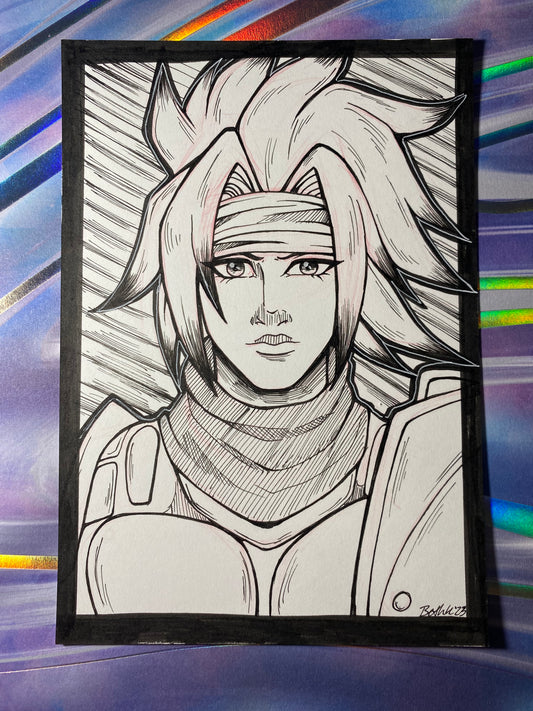 Dart, The Legend of Dragoon - 4.25x6.25” Original Traditional Fan Art Ink Drawing