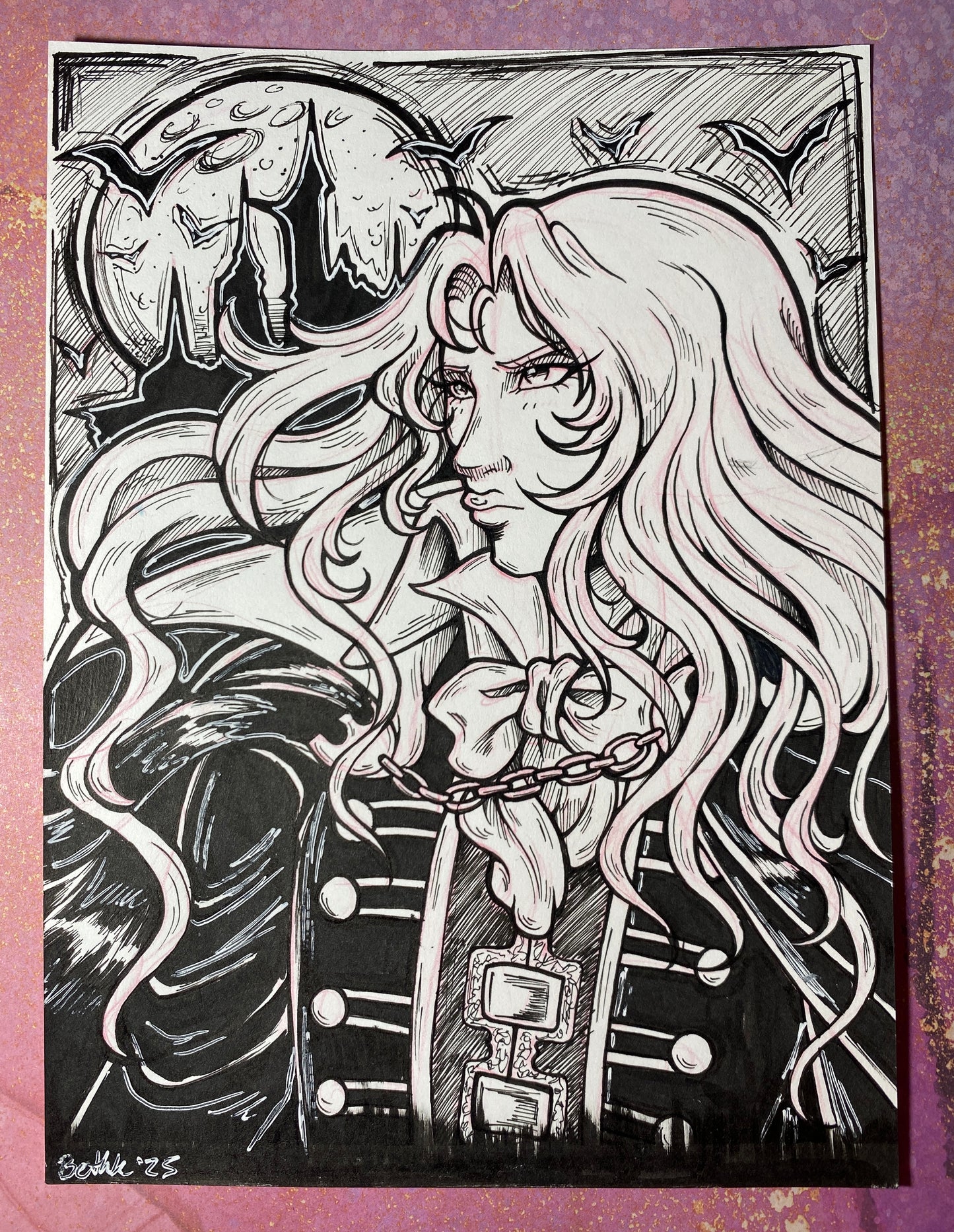 Alucard - 5”x7” Traditional Original Fan Art Drawing