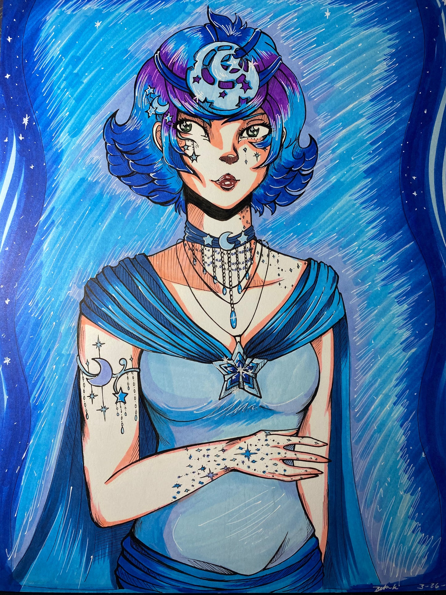 Moon Princess 9”x12” Traditional Original Artwork