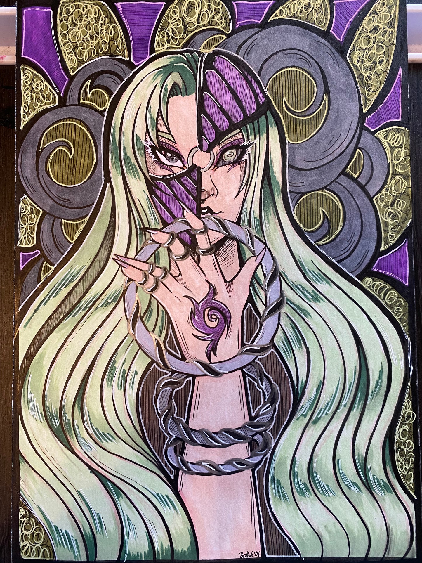 Mystic Aura - 7”x10” Original Inked Traditional Artwork