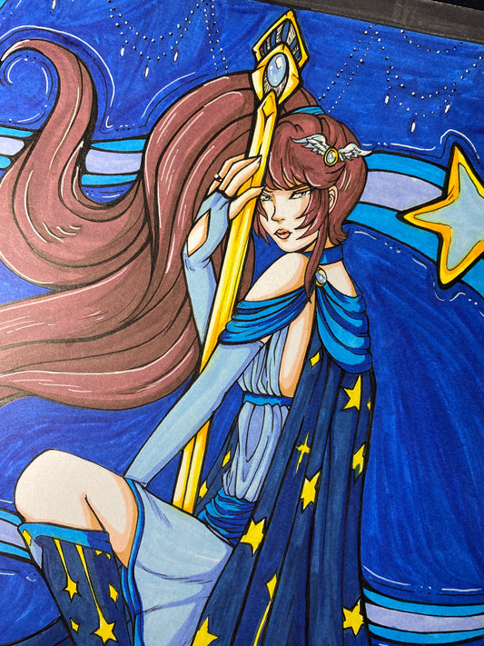 Star Crossed Priestess 11”x14”Traditional Original Artwork
