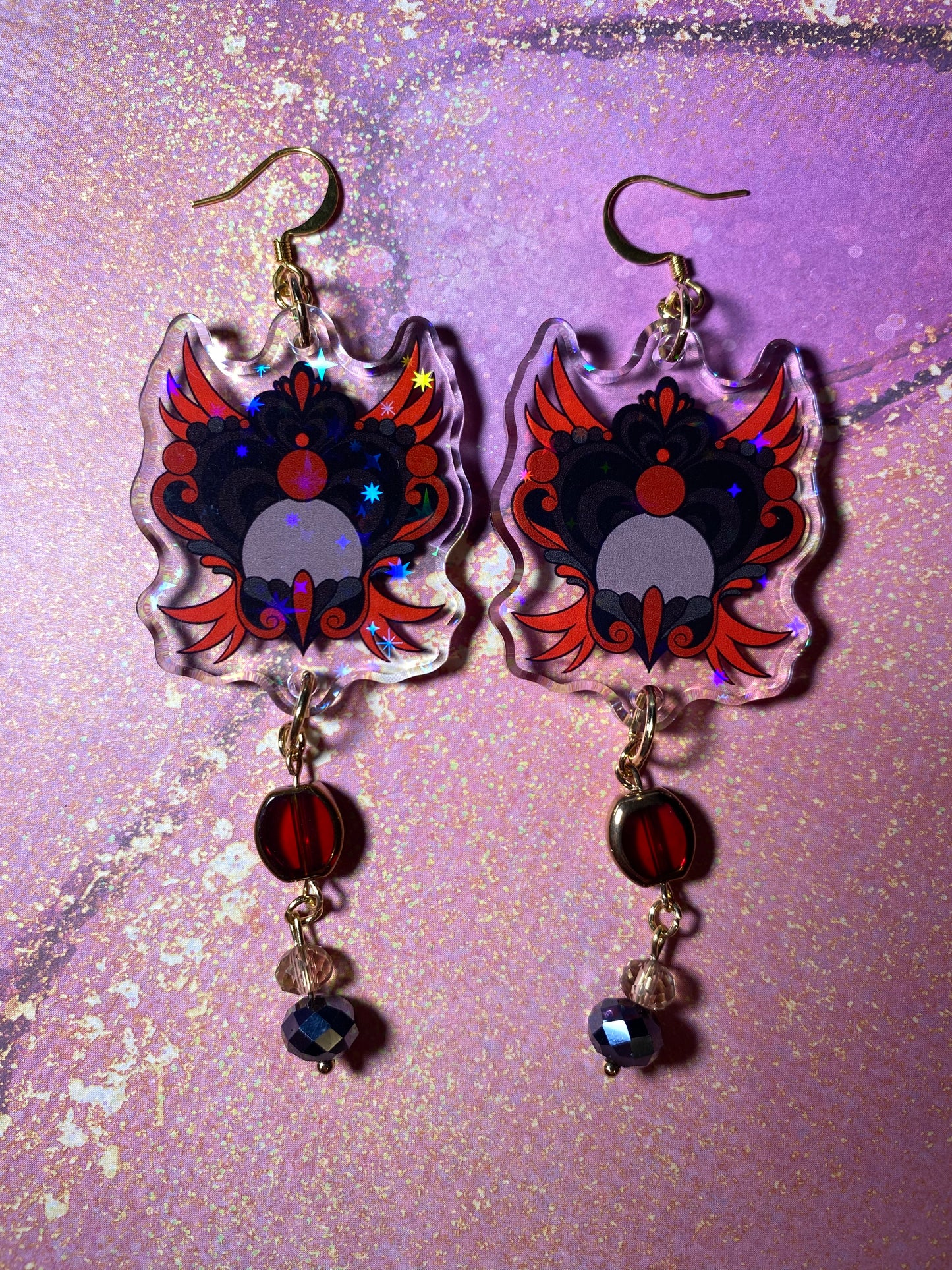 Winged Magical Heart Original Earrings Variety - 2”+
