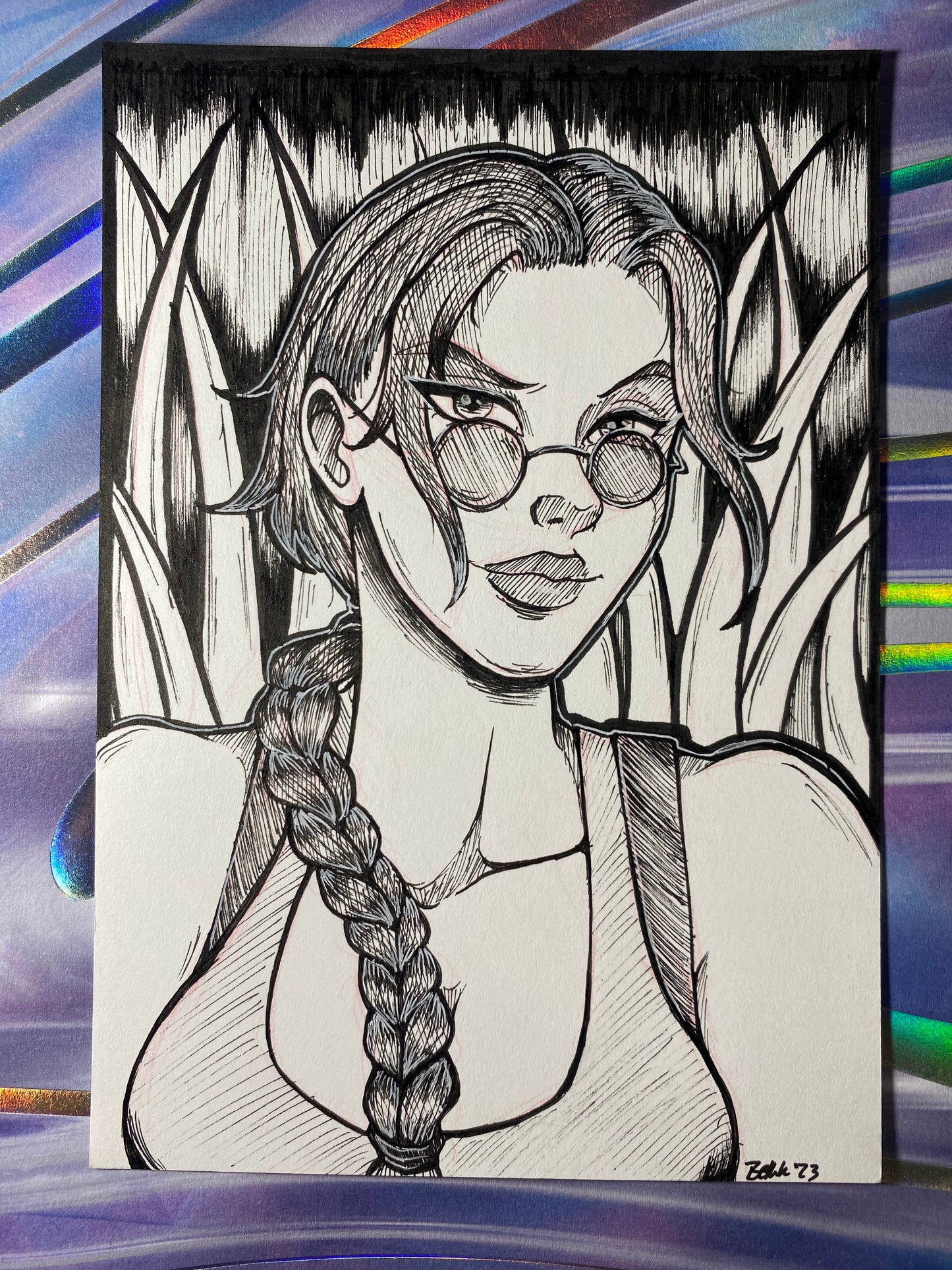 Lara Croft, Tomb Raider - 4.25”x6.25” Original Traditional Fan Art