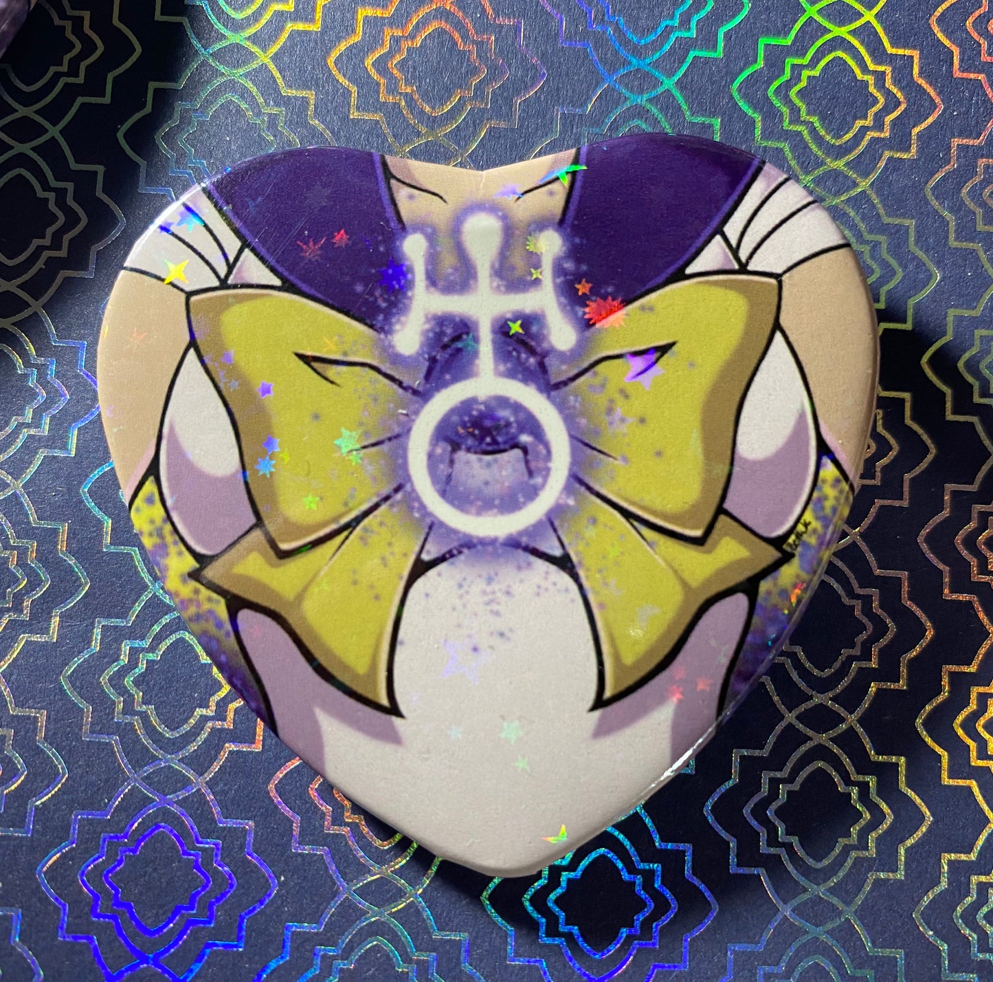 Sailor Moon 2” Starry Holographic Heart Buttons