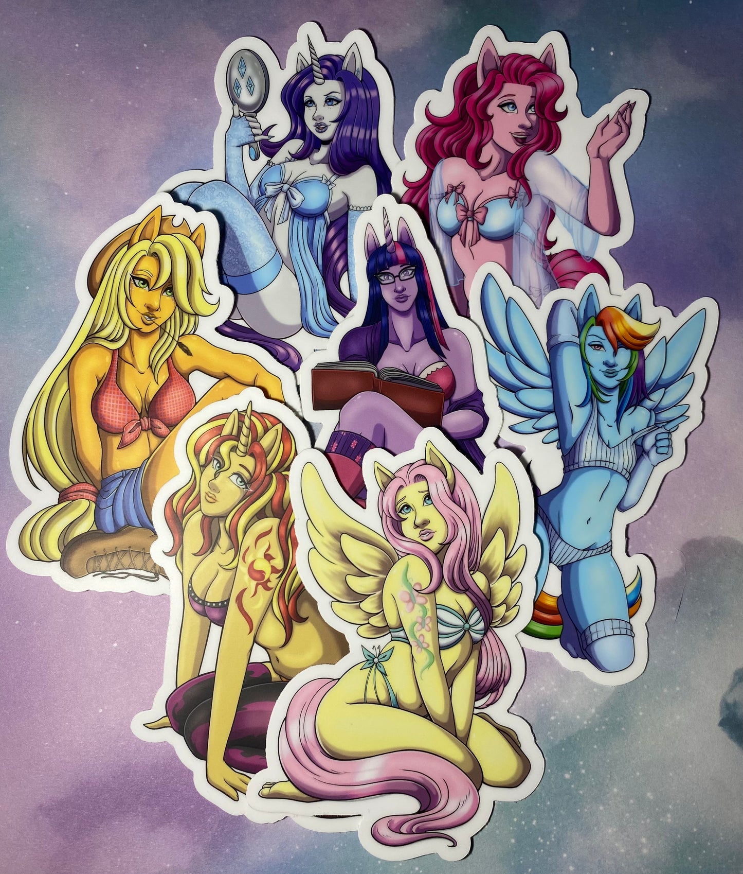 MLP Lingerie Pin-Up Fan Art 4.5” Vinyl Waterproof Stickers