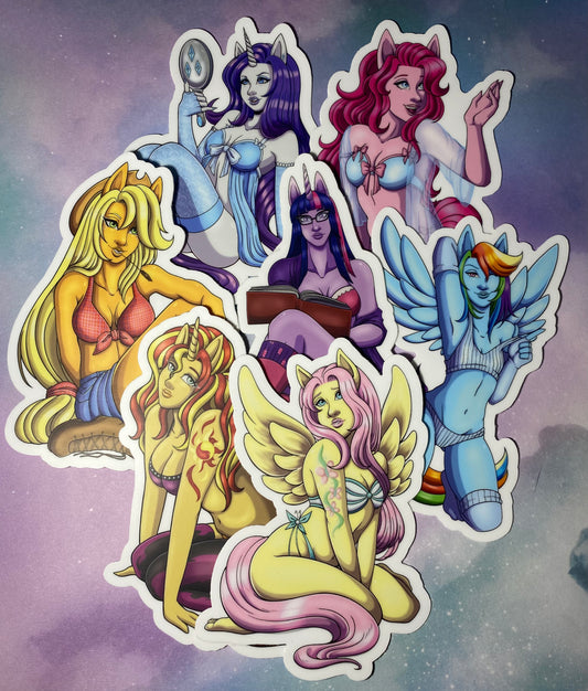 MLP Lingerie Pin-Up Fan Art 4.5” Vinyl Waterproof Stickers