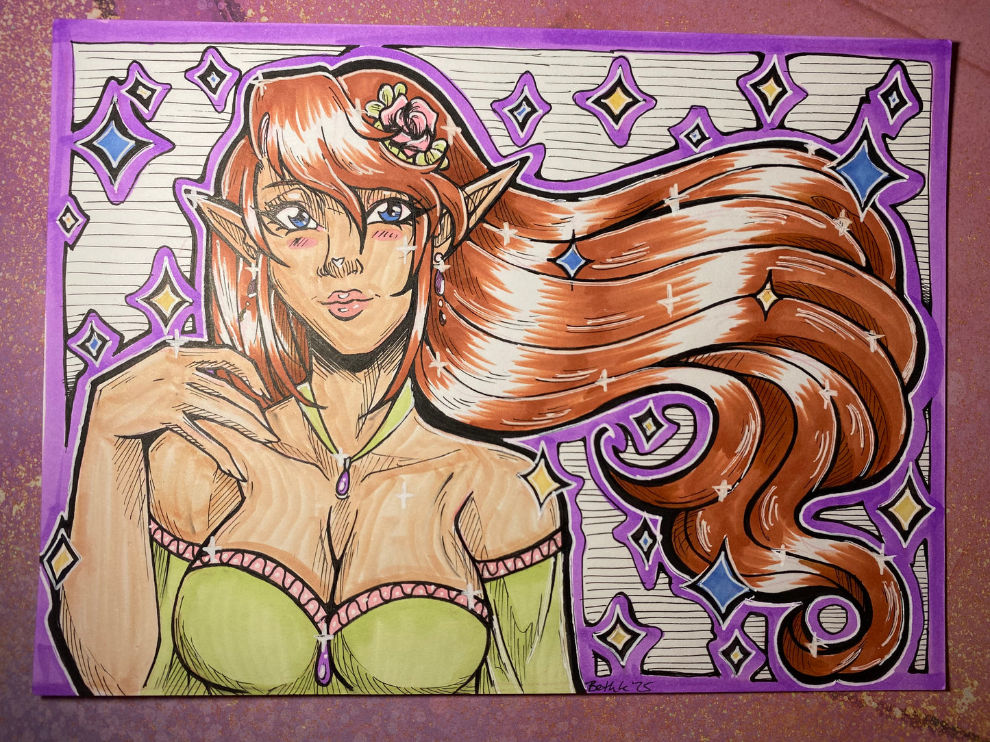 Elf Woman Original 7.25”x5.25” - Traditional Artwork
