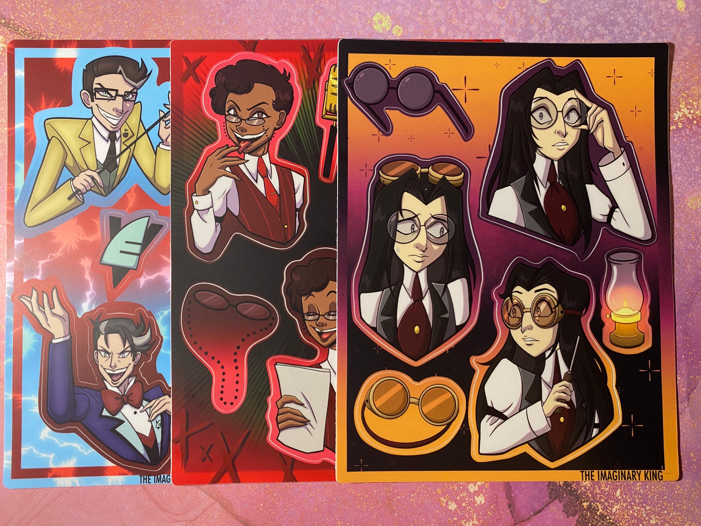 Human Hazbin Sticker Sheets - Pentious, Alastor, Vox
