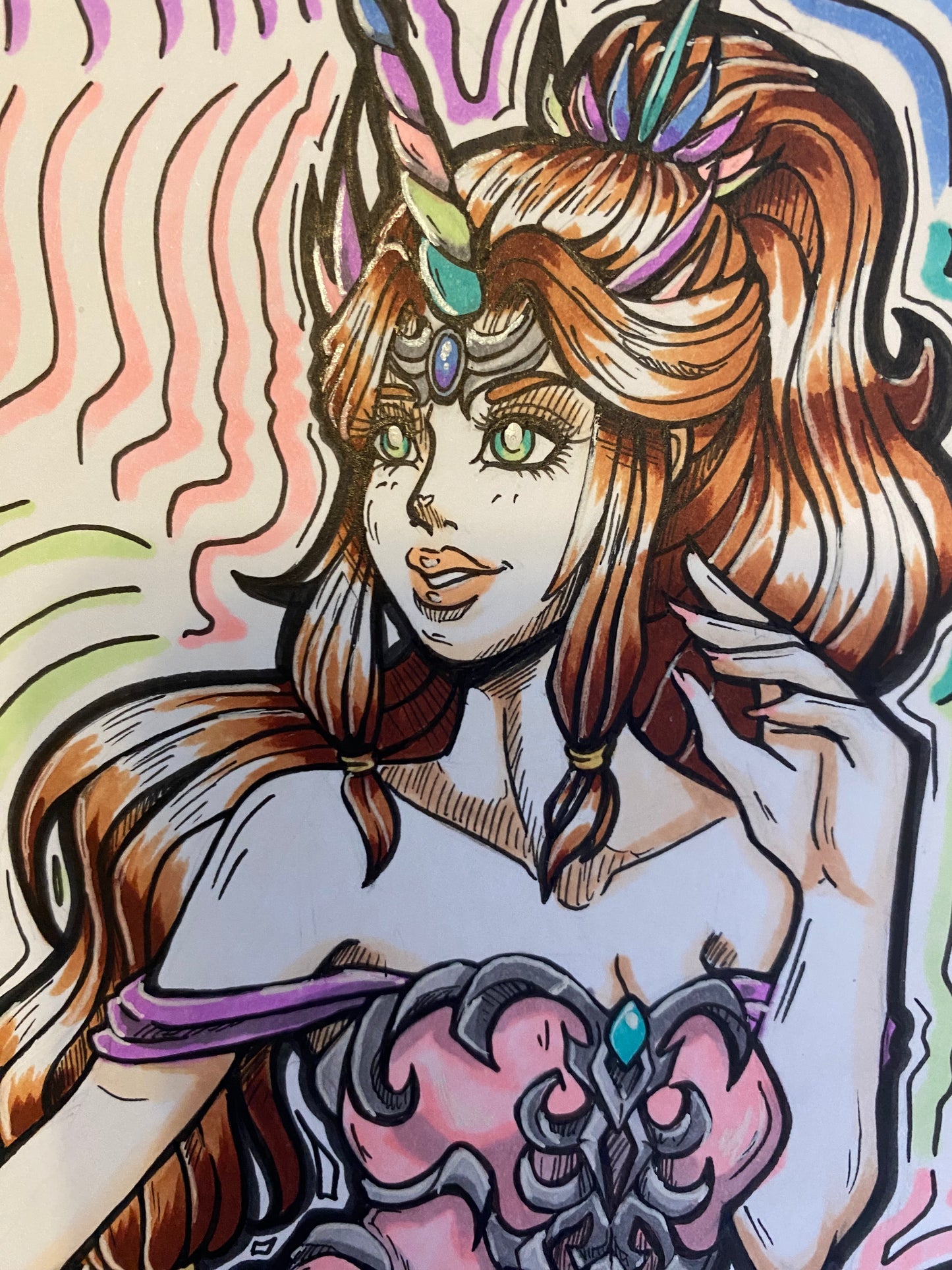 Unicorn Enchantress - 7”x10” Original Inked Traditional Artwork