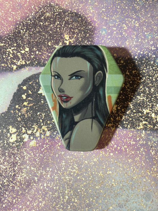 Jennifer 2" Fan Art Coffin Button