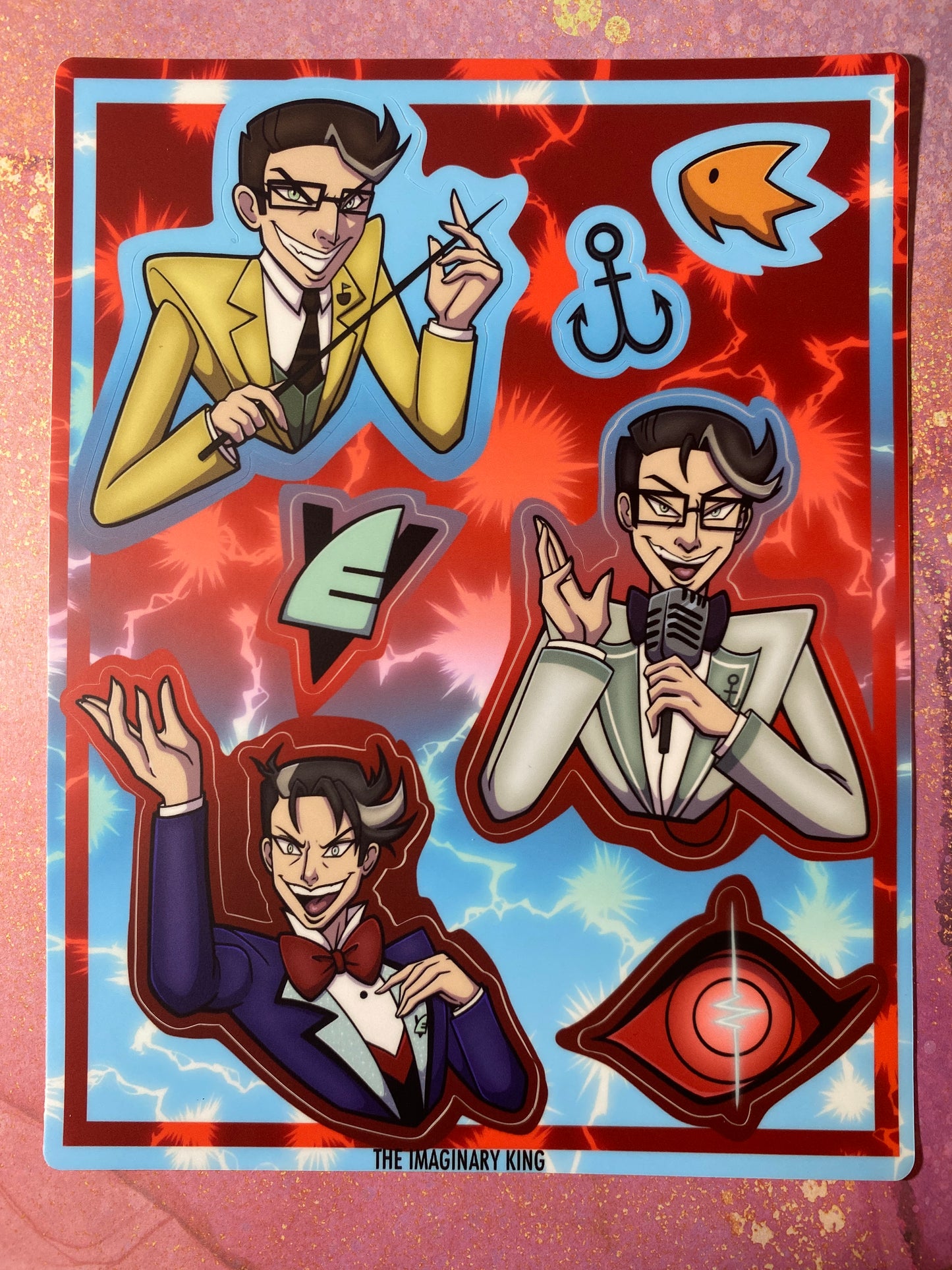 Human Hazbin Sticker Sheets - Pentious, Alastor, Vox