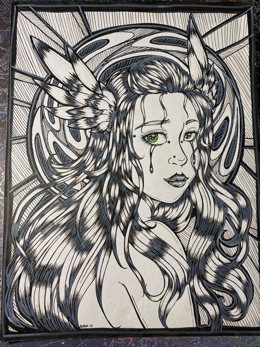 Valkyrie Tears Traditional Original 8.25”x11” Art Piece