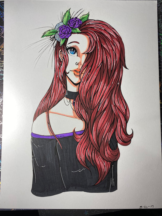 Elegant Red Head 9”x12 ” Traditional Original Art Piece