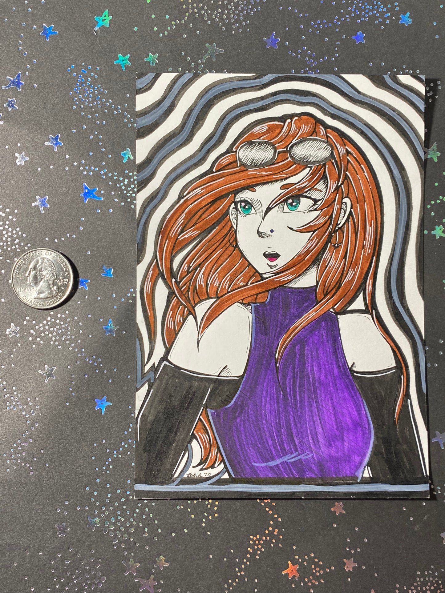 Casual Cutie Traditional Original 4”x6” Art Piece