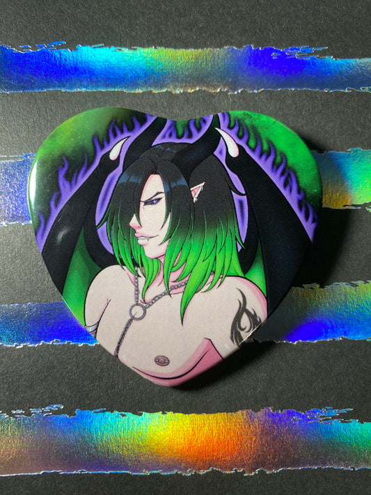 Alaric OC 2” Heart Shaped Button